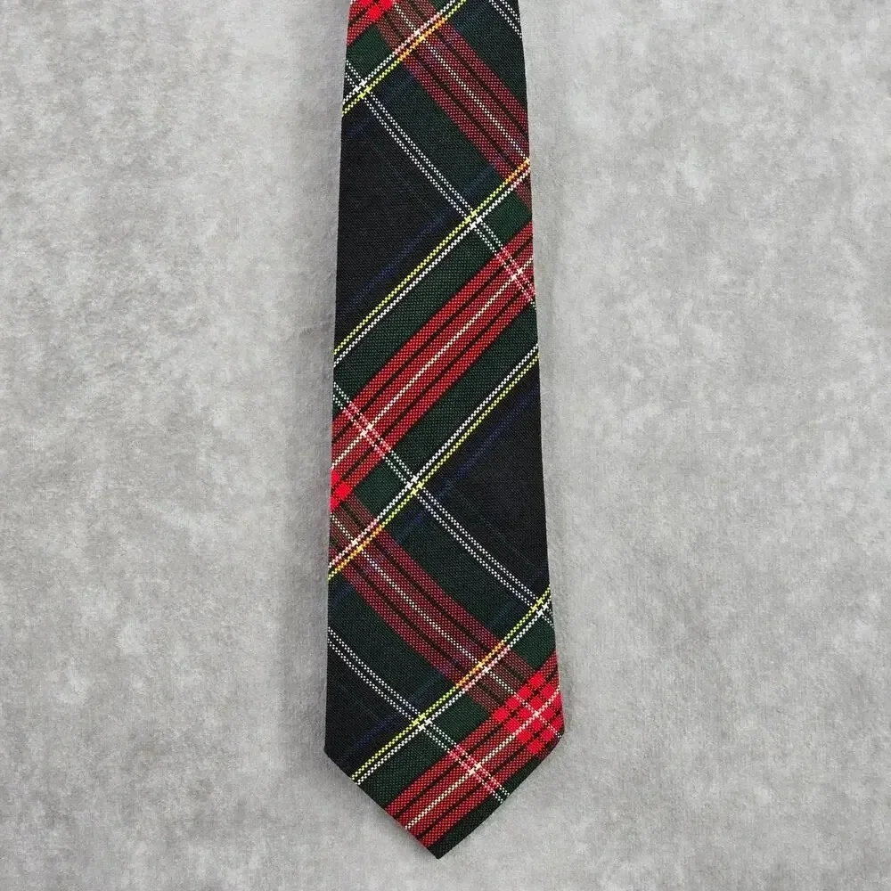 Flynn O'Hara Uniform Red Green‎ Blue Plaid Tartan Adjustable Clip Youth Tie 14